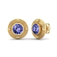 thumbnail image 2 of 6mm Round Tanzanite 925 Sterling Silver Gold Vermeil Minimalist Women Mother's Day Gift Stud Earring, 2 of 4