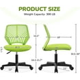 thumbnail image 3 of CQAOE Cute Low-Back Armless Desk Chair with Lumbar Support, Adjustable Swivel Study Chair for Home, Bedroom, School, Student Comfort Seating,Green, 3 of 10