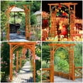 thumbnail image 4 of Alden Design 7 Foot Wood Arbor Arch Trellis for Garden, Natural Wood Color, 4 of 11