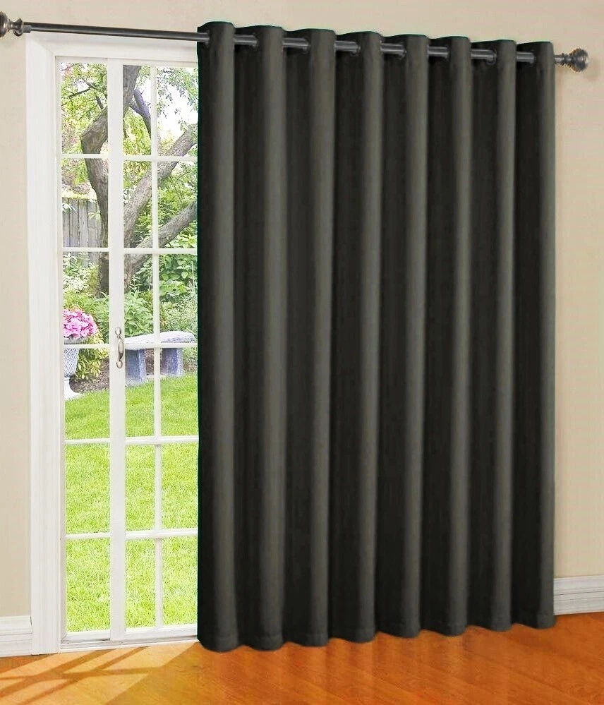 Gorgeous Home Linen Room Divider Extra Wide Thermal Unlined Blackout Grommet Curtain 1 Panel 100" Wide x 84" Long Black