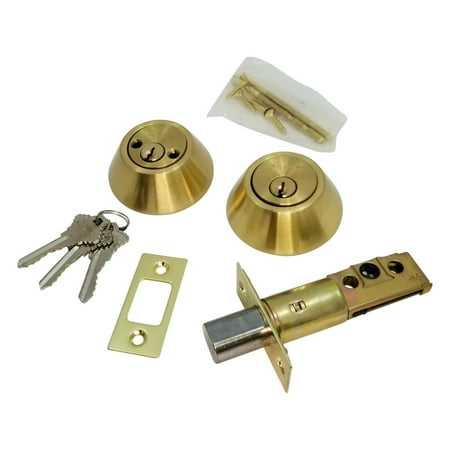 Double Sided DeadBolt Lock Entry Keyed Cylinder 3 Keys Exterior Door Satin