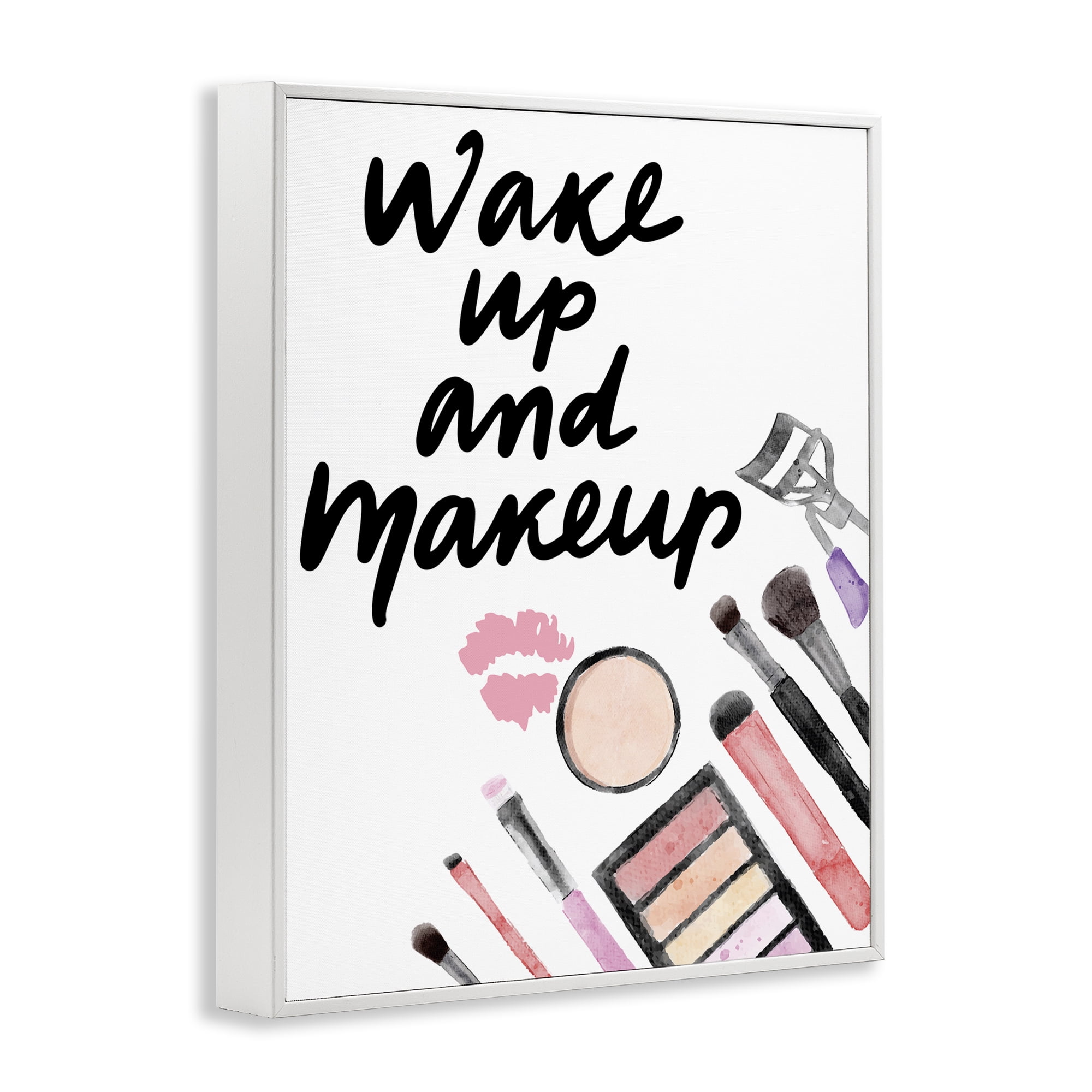 Stupell Industries Wake Up & Makeup White Framed Giclee Art, design by Jesse Keith