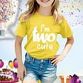 thumbnail image 2 of MIXUE Toddler Girls Tops & T-Shirts Birthday Letter Print Crewneck Short Sleeve Casual Fit Basic Tops Pullover T Shirts Daily-Wear,Yellow,4-5 Years, 2 of 4