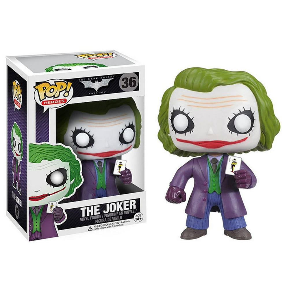 Collectible Toy Batman Dark Knight The Joker Pop! Vinyl Figure drawing his Joker card. (Set of 3