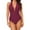 Wine, variant on Womens Swimsuits One Piece with Chest Pad Bathing Suits Tummy Control Monokini Bikini Solid Slimming Halter V Neck Swimsuits