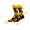 thumbnail image 4 of Halloween Socks, Spooky Crew Socks, Pumpkin Socks, Fall Themed Socks, Cute Halloween Gifts, Autumn Novelty Socks, Unisex Holiday Socks, Orange Black Patterned Socks, 4 of 7