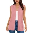 thumbnail image 3 of Summer Cardigans for Women with Pockets Sleeveless Dressy Casual Lightweight Casual Open Front Outerwear Vest (S, Pink), 3 of 8