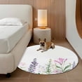 thumbnail image 2 of Spring Lavender Round Area&nbsp;Rug 5ft Idyllic Watercolor Purple Flowers Non-Slip&nbsp;Washable Circle Rugs Soft Felt Indoor Floor Mat for Bedroom Kitchen Living Room Bathroom, 2 of 9