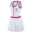 thumbnail image 3 of Women's WEAR by Erin Andrews White Philadelphia Phillies Zip-Front Pleated Tri-Blend Scoop Neck Tank Dress, 3 of 4