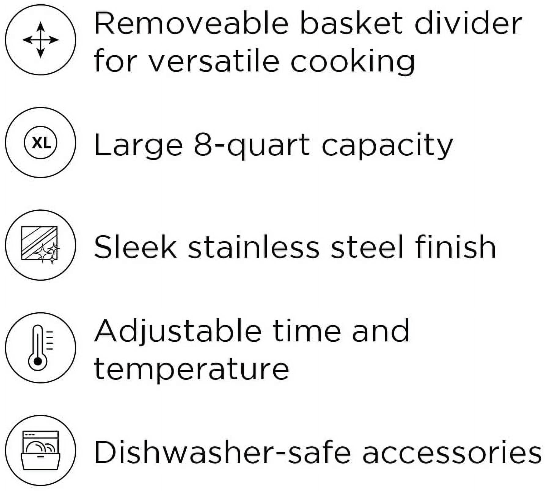 CHEFMAN 2 in 1 Max XL 8 Qt Air Fryer, Healthy Cooking, User Friendly,  Basket Divider For Dual Cooking, Nonstick Stainless Steel, Digital Touch  Screen