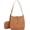 Brown, variant on Zhengup Womens Large Bucket Shoulder Tote Bag Soft Vegan Leather Working Crossbody Purse Casual Handbag Satchel 2pcs