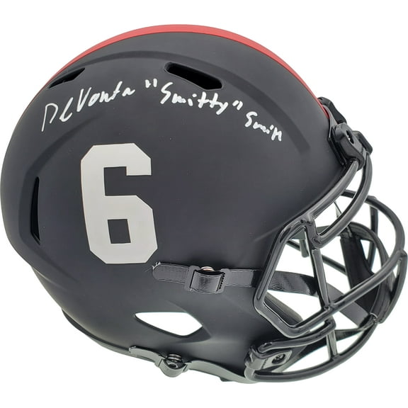 Devonta Smith Autographed Alabama Crimson Tide Eclipse Black Full Size Replica Speed Helmet "Smitty" Beckett BAS 191974