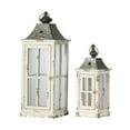 thumbnail image 2 of CC Home Furnishings Weathered Style Lanterns with Handle - 27.5" - White - Set of 2, 2 of 6