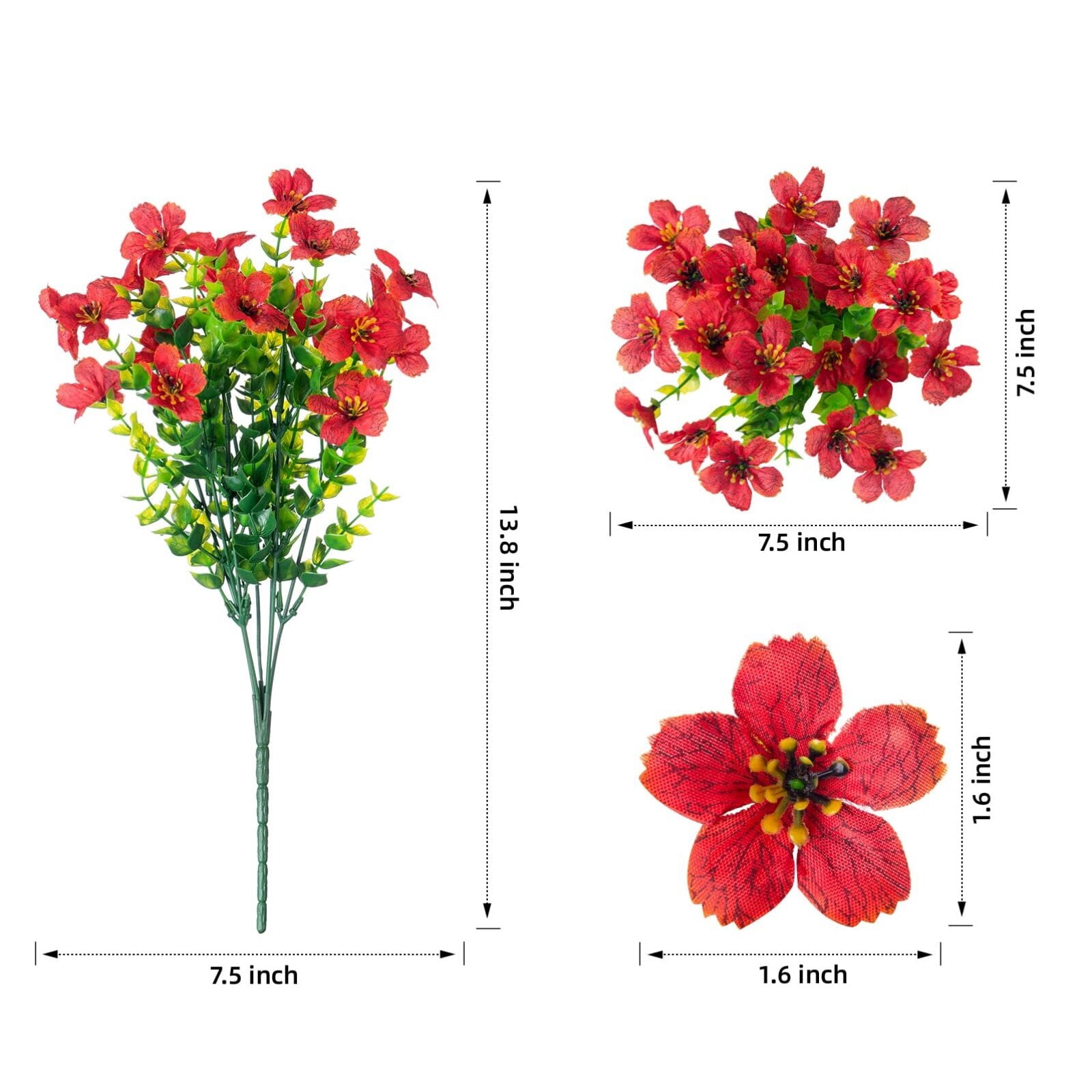 HAWEE Artificial Faux Plants Flowers Outdoor Spring Decoration, 12 Bundles Fake Silk Colorful Daisy Eucalyptus Realistic UV Resistant for Outside Home Planter Porch Patio Window Yard Decor