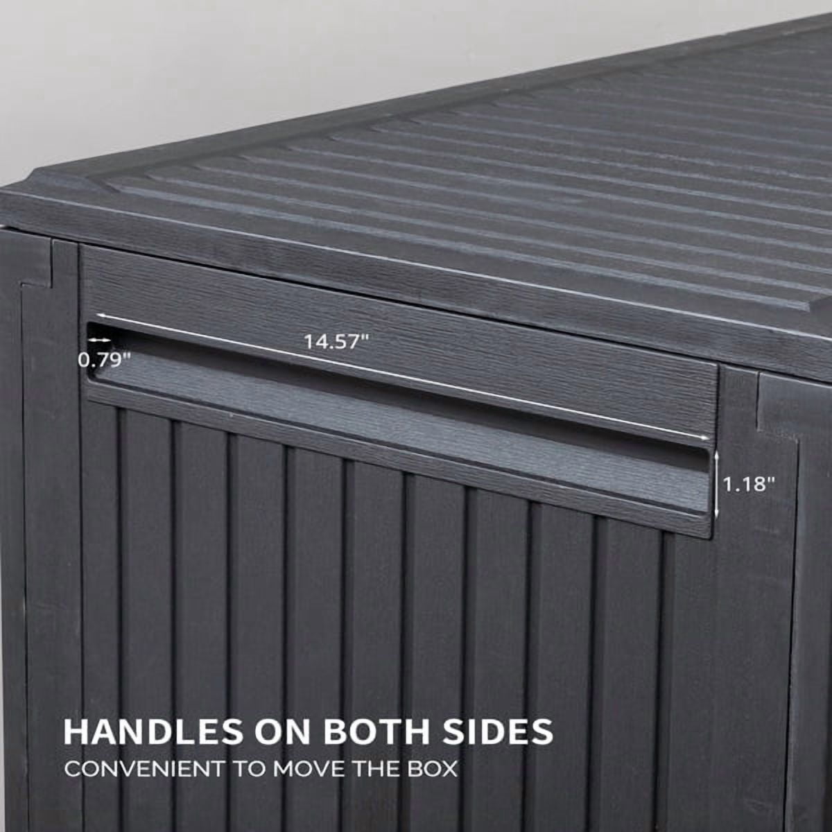 90gal Outdoor Garden Plastic Storage Deck Box Chest Tools Cushions Toys Lockable Seat