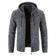 thumbnail image 3 of Chaqueta tipo cárdigan con cremallera y forro polar con capucha para otoño e invierno para hombre, 3 of 5