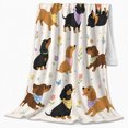 thumbnail image 2 of Playful Dachshunds With Bandanas Flowers And Hearts, Soft Flannel Blanket with Playful Animal Illustration Print, Housewarming Gift and Home Decor for Bedroom and Living Room, 2 of 7