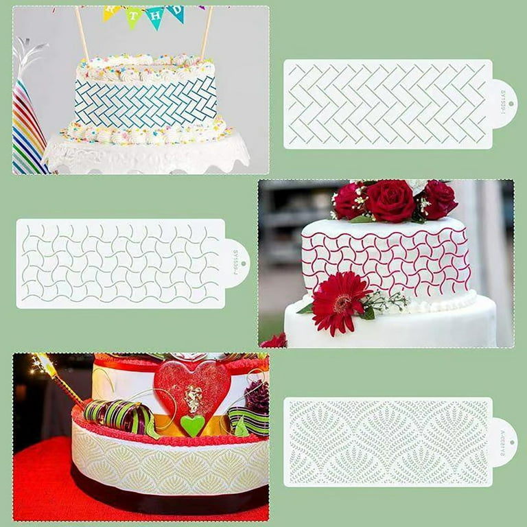 Grofry 6pcs Cake Stencils Irregular Pattern Cake Printing Tool Food Grade Cake Decorating Templates for Bakery 6pcs