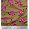 thumbnail image 1 of Soimoi Tissu Poly Georgette Feuilles & Fleurs Roses Tissu Imprimé Floral 1 Yard 52 Pouces de Large, 1 of 3