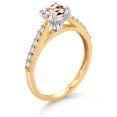 thumbnail image 3 of Gem Stone King 10K White Gold 5MM Cushion Cut Peach Morganite and White Lab Grown Diamond Engagement Ring for Women (0.70 Cttw, Gemstone October Birthstone, Available in Size 5, 6, 7, 8, 9), 3 of 4
