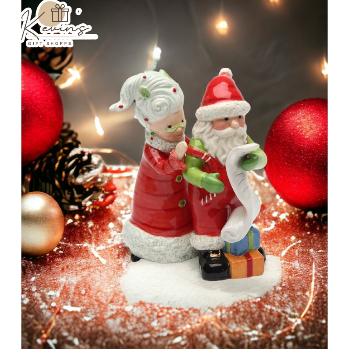 Salière Et Poivrière Magnétiques Père Noël Et Mme Claus - Céramique Peinte à La Main, Hauteur 8 Cm