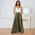 thumbnail image 5 of 2026 Satin Elastic Waisted Maxi Skirt with Pocket A-Line Spring Summer Casual Long Skirts for Women, 5 of 6