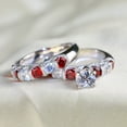 thumbnail image 7 of Red Matching Ring Couple Rings White Gold Plated 1CT CZ Women Wedding Ring Sets Female Ring, 7 of 7