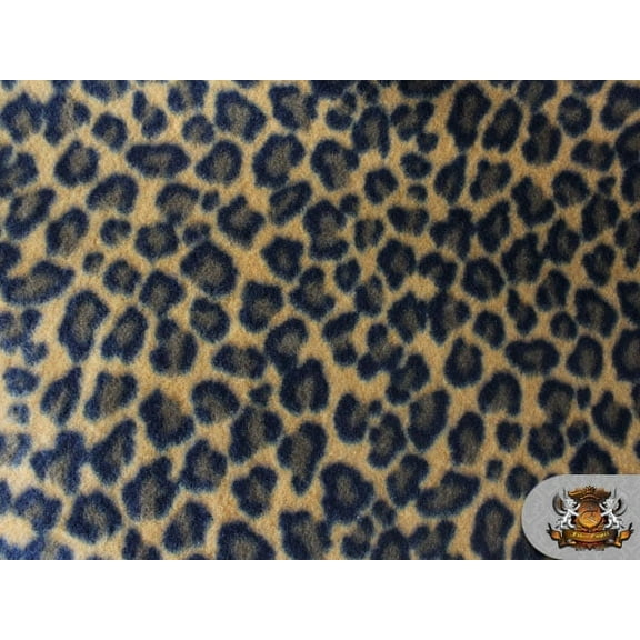 Fleece Printed Fabric JAGUAR TAN BROWN / 58" Wide / Sold by the yard S-232