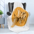 thumbnail image 4 of Goldfish Soft Flannel Fleece Blanket, Goldfish Sketchy Graphic on the Background of an Orange Circular Spot, Cozy Plush for Indoor and Outdoor Use, 50" x 60", Orange and Dark Brown, by Ambesonne, 4 of 5