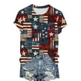 thumbnail image 4 of Plus Size Patriotic T-Shirts for Womens Independence Day American Flag Printed T-Shirts Round Neck Tee Short Sleeve Tops 4Th Of July Summer Tops Lounge Breathable Tunics Blouses Going Out Clothes, 4 of 5