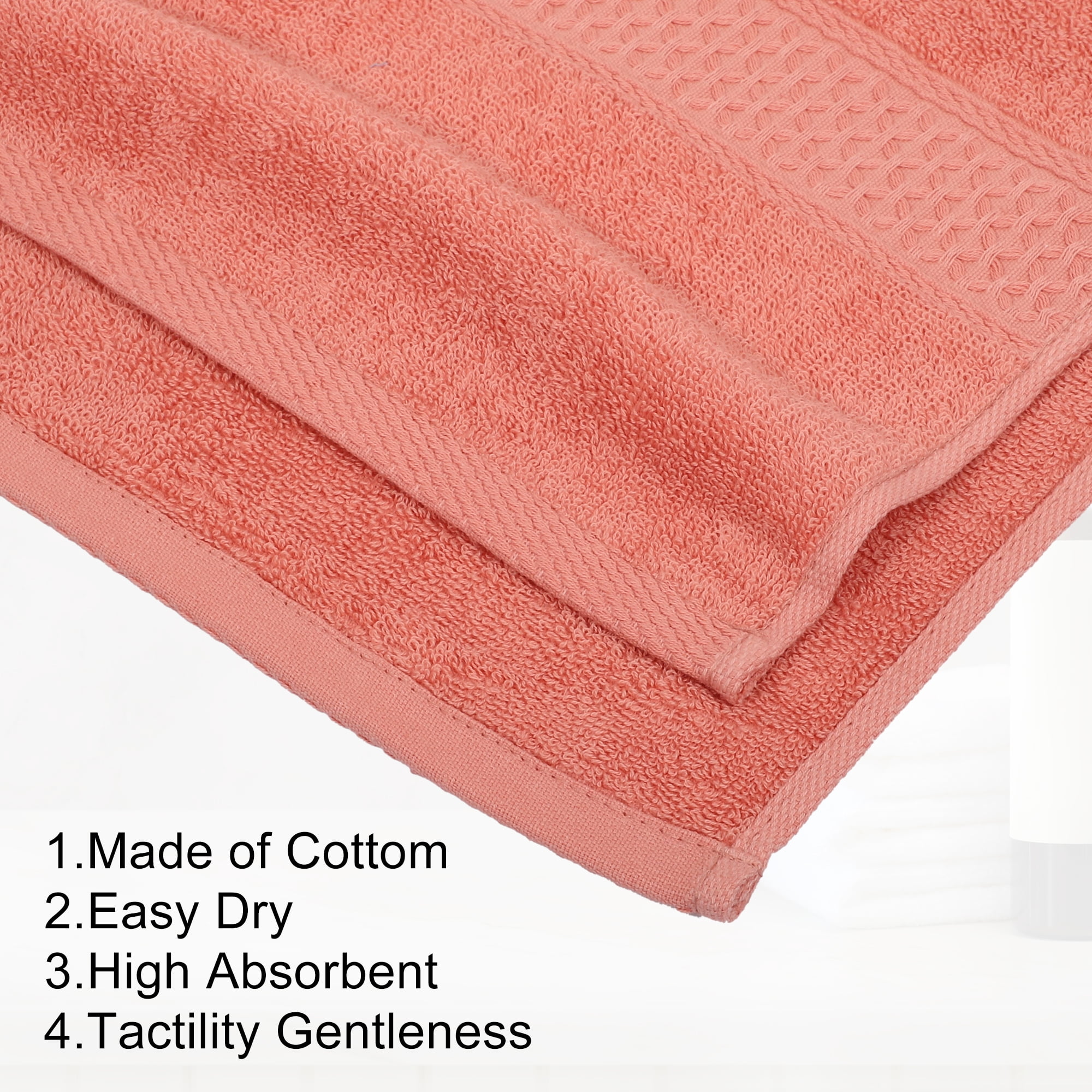 Unique Bargains 1 Pcs Cotton Bath Towel Plain Soft Absorbent Red