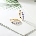 thumbnail image 4 of Gem Stone King 18K Yellow Gold Plated Silver Women Hoop Earrings Blue Tanzanite White Topaz (1.82 Cttw, Round Cut, 3/7 inch Diameter), 4 of 4