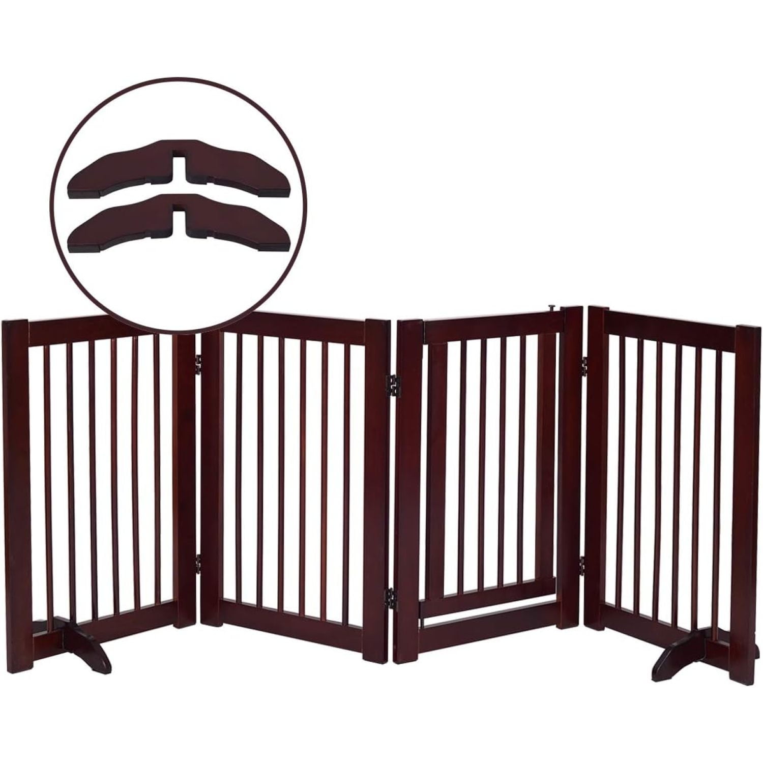 Bilot 30inch Freestanding Wood Dog Gate with Walk Through Door and 2PCS
