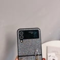 thumbnail image 3 of SaniMore for Samsung Galaxy Z Flip 3 (6.7" 2021) Case, Glitter Bling Diamond Fashion Stylish [Detachable Metal Crossbody Lanyard] Shockproof Antidrop Wear-resistant Shell for Galaxy Z Flip 3, Black, 3 of 11
