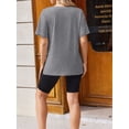 thumbnail image 2 of Weardear 3 Pack Women's Maternity Shirts V Neck Cuff Fold Pregnancy Tunic Tops Split Side Short Sleeve Pregnant Clothes, 2 of 6