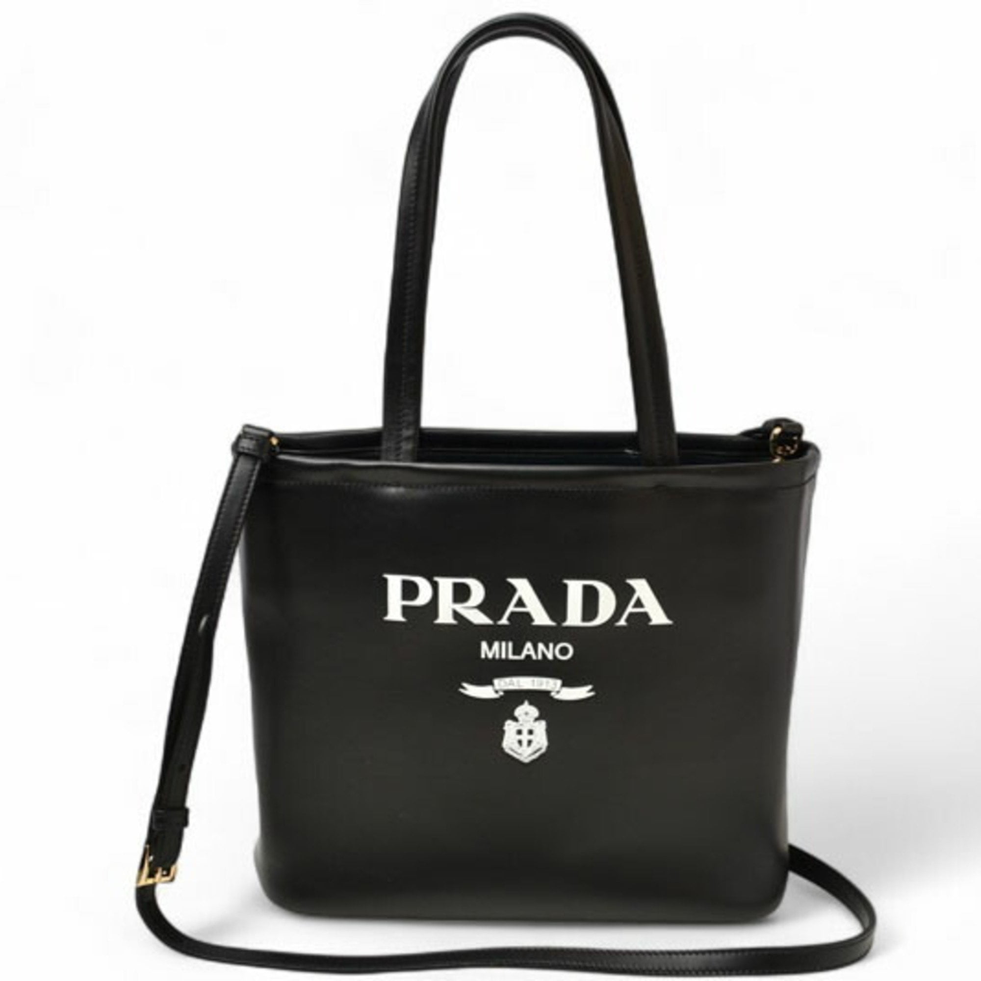 New Prada Black Vitello Phenix Leather Shoulder Camera Bag 1BH103