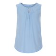 thumbnail image 2 of Summer Casual Loose Tank Tops for Women O Neck Buttons Pleated Solid Loungewear Flowy Tees Blue,M, 2 of 6