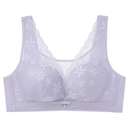 Push Up Bra for Women Full Coverage Embroidery Brassiere Lace Everyday Bra Comfy Minimizer Bra No Underwire Brassiere Breathable Wireless Lightly Lined Cups