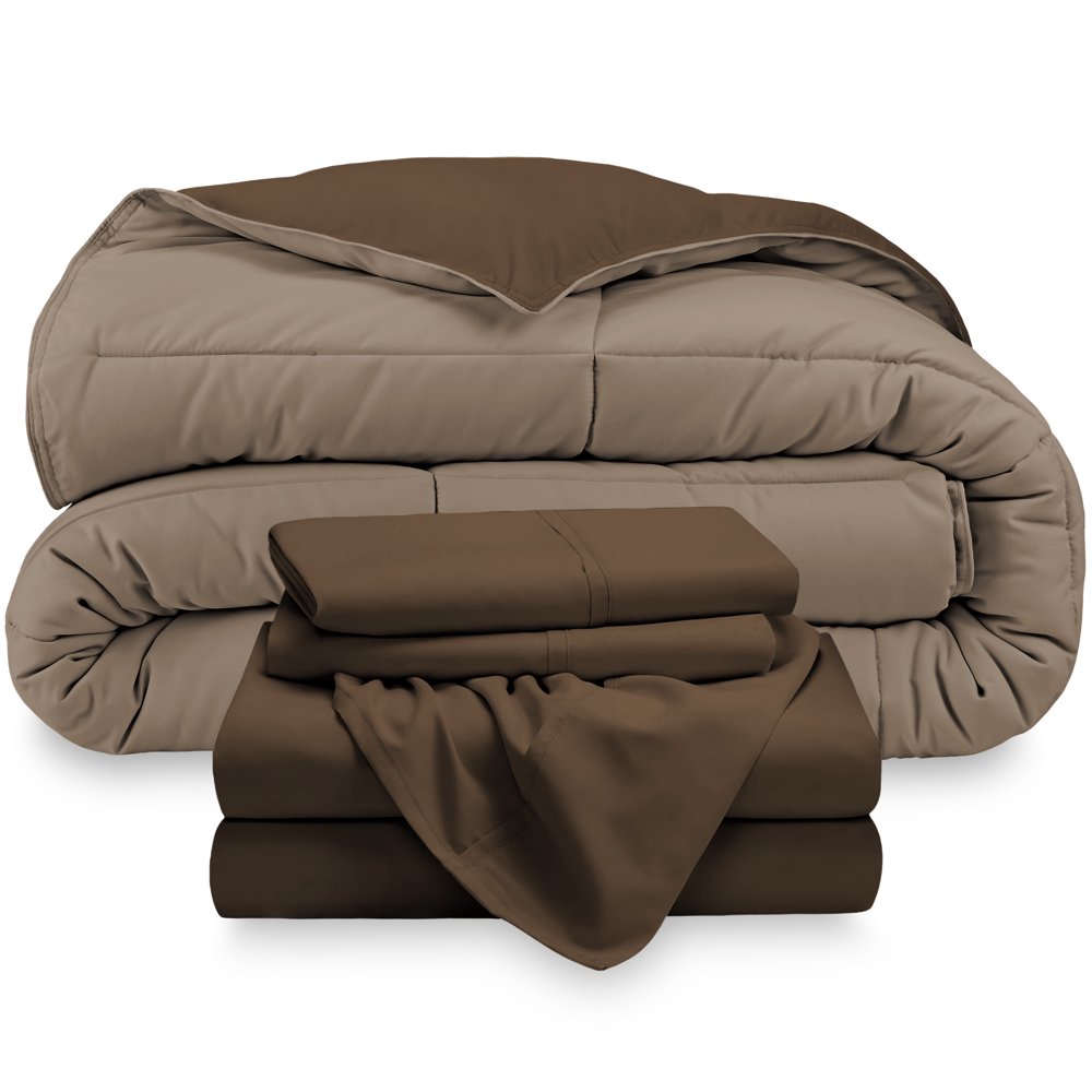 Bare Home 5Piece Reversible BedInABag Queen Cocoa