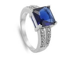 thumbnail image 4 of CHOOSE YOUR COLOR Blue Simulated Sapphire Princess-Cut Square Ring .925 Sterling Silver Band CZ Female Size 6, 4 of 4