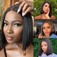 thumbnail image 2 of Peluca recta bob Pelucas frontales de cabello humano prearrancado con cabello de bebé HD Peluca frontal transparente Pelucas brasileñas de cabello humano virgen Bob corto para mujeres negras (10 pulg JAMW Sencillez, 2 of 4