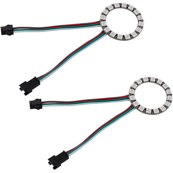 shiyou-2pcs 16 LEDs WS2812B WS2812 5050 RGB Lamp Individually Addressable LED Pixel Light Full Dream Color DC5V with Integrated Driver for Raspberry Pi