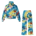 thumbnail image 5 of Yuyamidu Womens Lounge Sets 2 Piece Travel Outfits Soft Comfy Loungewear Matching Sweatsuit Tie-dye Paws Print Yoga Volleyball Workout Tracksuits Long Sleeve Sweatshirt Wide Leg Drawstring Sweatpants, 5 of 7