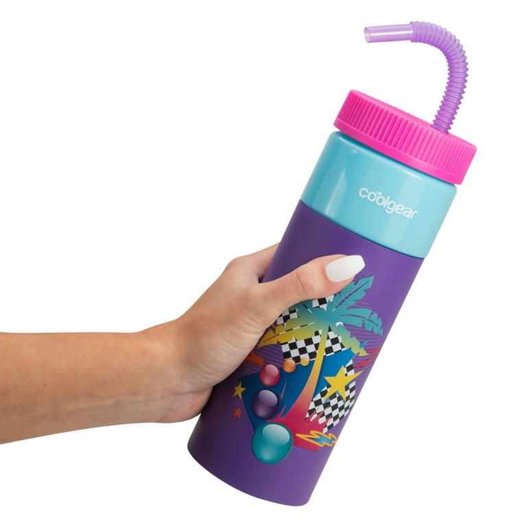 COOLGEAR GO GRIP 24oz 4-Pack Retro Squishy Water Bottle | Cute