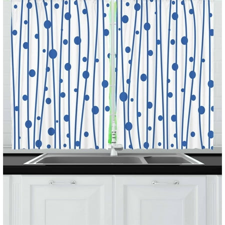 Blue And White Curtains 2 Panels Set Abstract Circular Water
