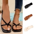 thumbnail image 2 of Qingpeng Womens Square Toe Flat Thong Sandals Minimalist Strappy Design Soft Leather Upper Slip On Summer Flats for Casual Daily Wear, 2 of 7