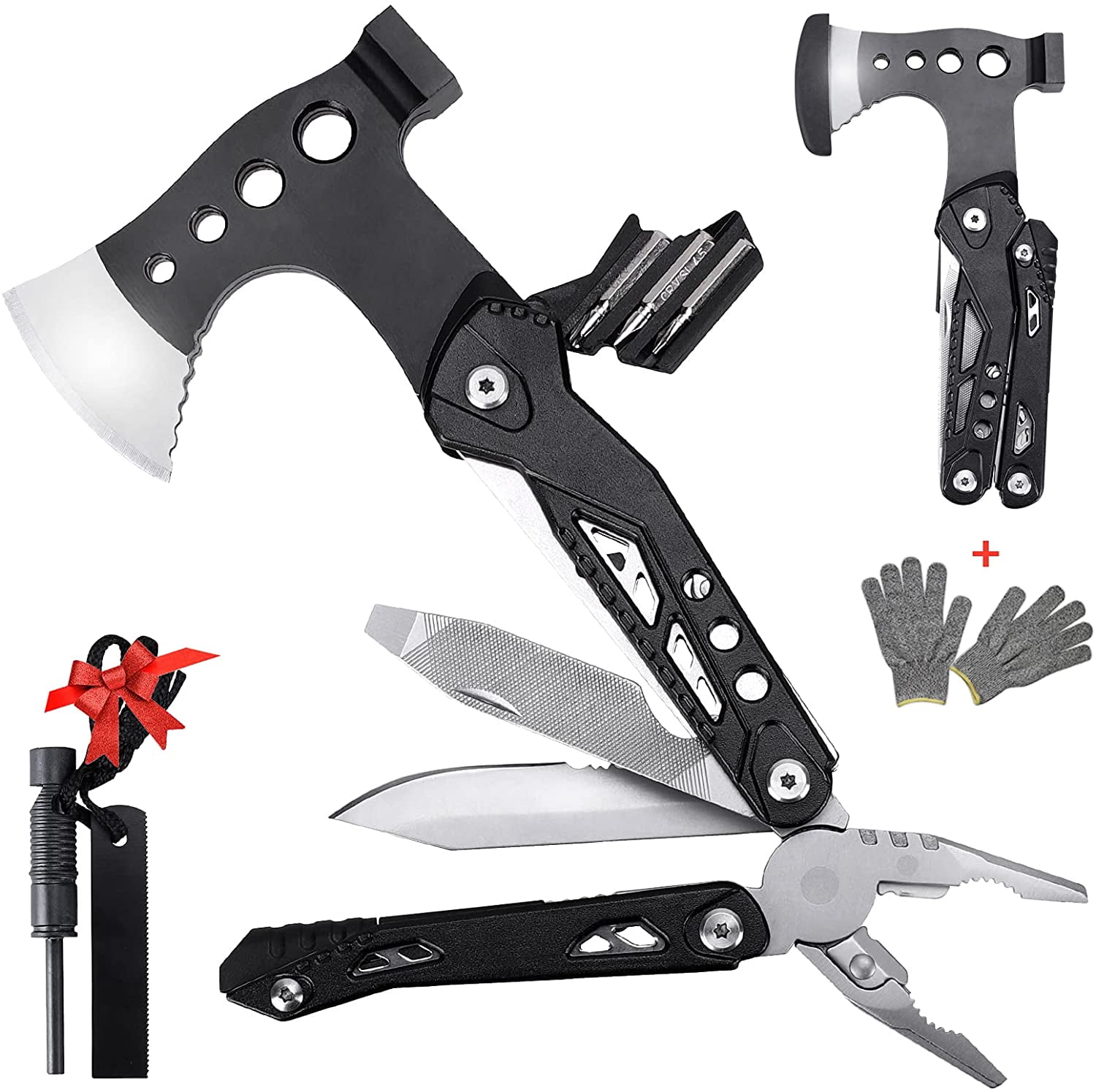 Dad　16　Multi　Multitool　Camping　Tool　Saw　Men　Gear　Gifts　Accessories　Hammer　Bottle　For　Axe　Opener　In　Pliers　Upgraded　Survival　With　Screwdrivers