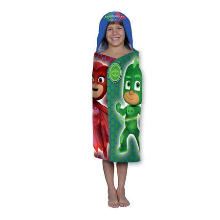 PJ Masks Kids Hooded Bath Towel Wrap, PJ Hooray