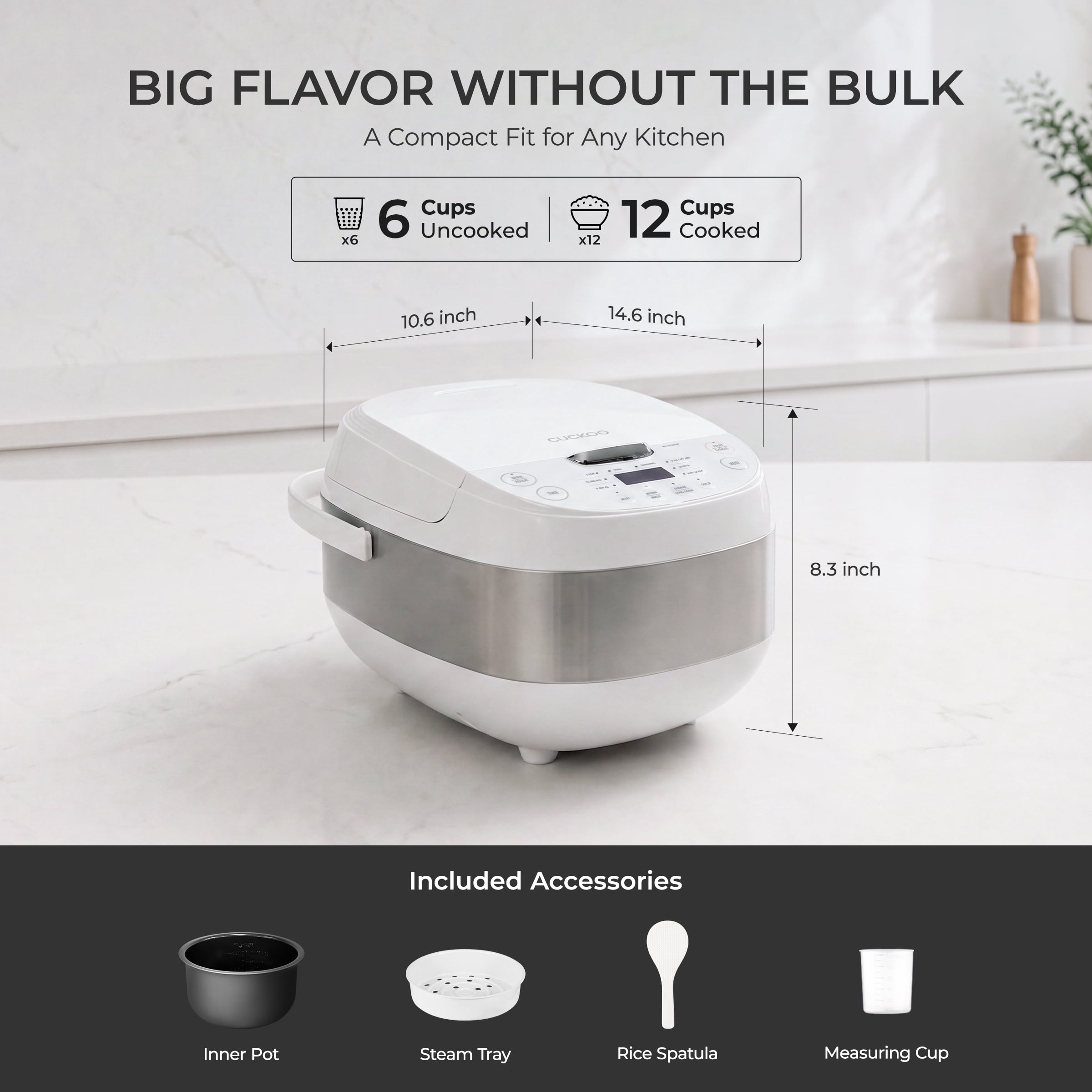 CUCKOO 12-Cup Cooked (6-Cup Uncooked) Micom Rice Cooker & Warmer, Ceramic Coated Inner Pot, Smart Fuzzy Logic, CR-0605F