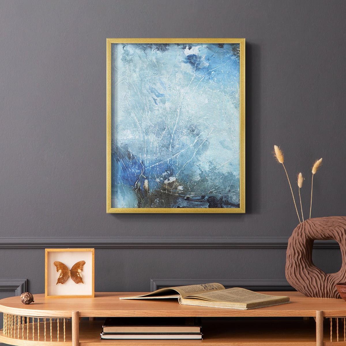 Coastal Seas III Framed Print in Gold Solid Wood Framed Print No Nail Hanging